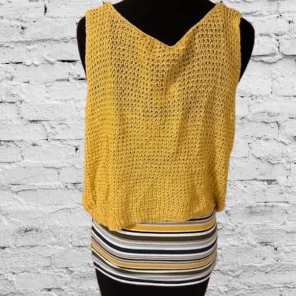 Yellow Open Knit Crochet Tank Top  4132  NWT Boutique - Picture 2 of 8